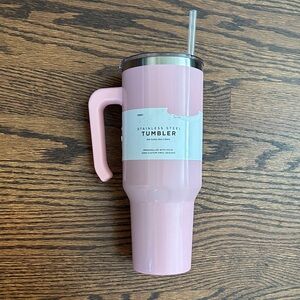Pink Stainless Steel Tumbler with Straw - Unused.